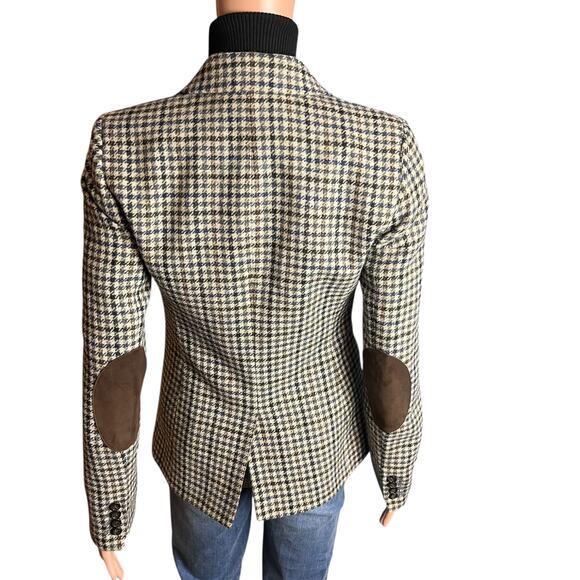 J. Crew Houndstooth Blazer Moon England Luxury Wool Suede Elbow Patches Preppy - Picture 4 of 8